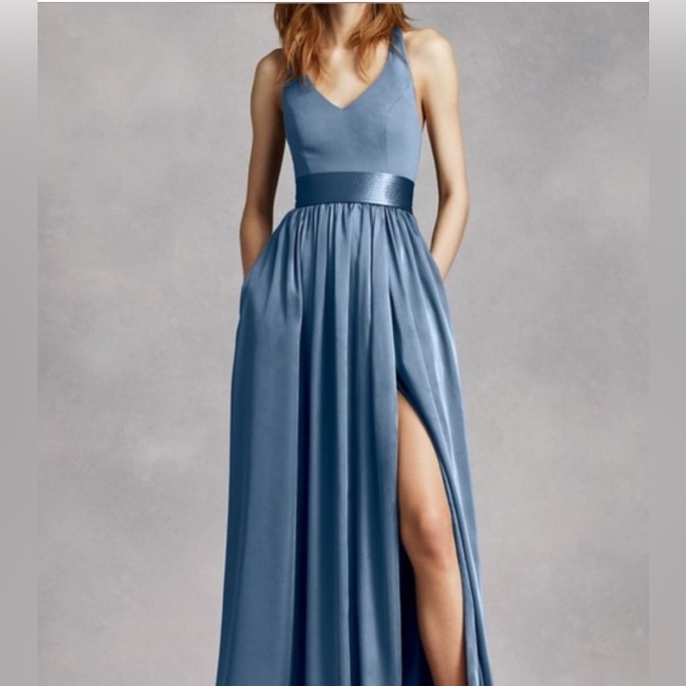 NWT White by Vera Wang Dusty Blue Bridesmaid Dress 2